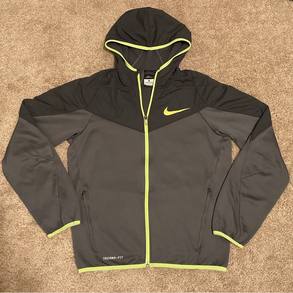 Nike Therma-Fit Lined Gray/Yellow Jacket Size Small